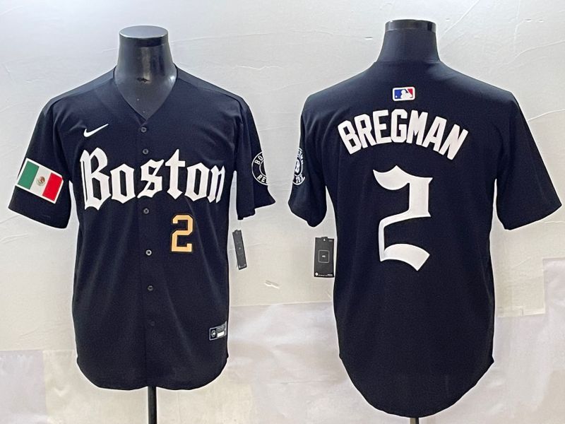 Men 2025 Boston Red Sox #2 Bregman Black Five generations Joint Name Nike MLB Jersey style 7->boston red sox->MLB Jersey